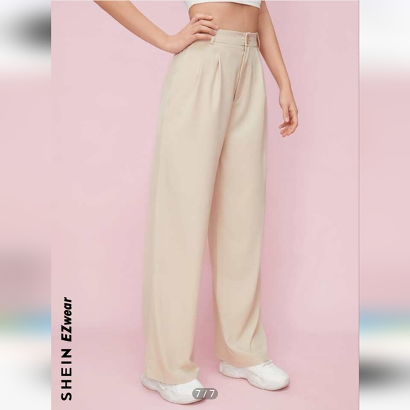 SHEIN Pants - NWOT Straight Leg Polyester Pants - Beige Neutral - Size 4 (S)